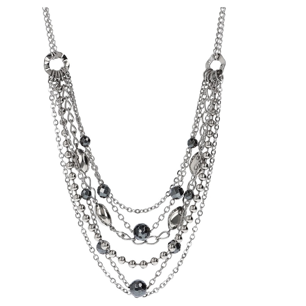 Steel By Design Hematite Multi-Strand Necklace - Silver